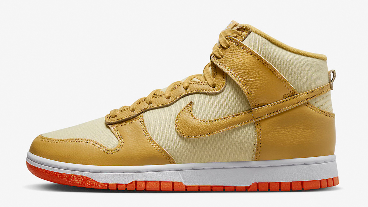 Nike Dunk High Wheat Gold Safety Orange Shirts and Outfits