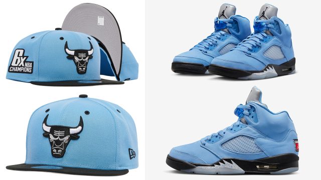 Air-Jordan-5-UNC-Bulls-Sneaker-Match-Hat