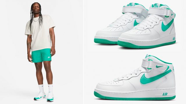 NIke-Air-Force-1-Mid-White-Clear-Jade-Shirts-Clothing-Outfits
