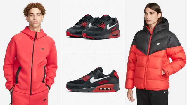 Nike-Air-Max-90-Anthracite-Mystic-Red-Shirts-Clothing-Outfits