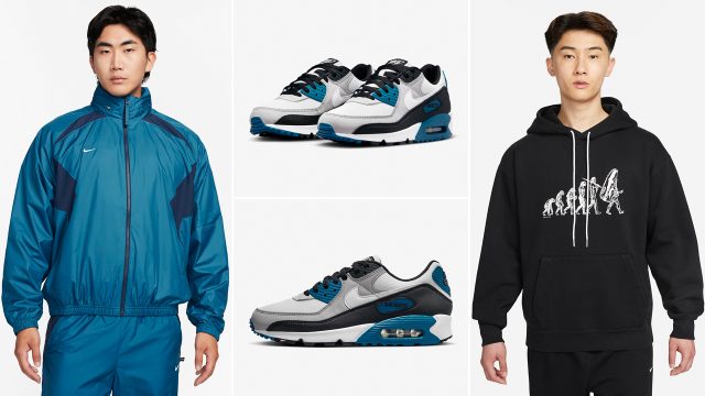 nike Space Air Max 90 Light Smoke Grey Industrial Blue Shirts Clothing Outfits 640x360