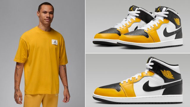 Air-Jordan-1-Mid-Yellow-Ochre-Shirts-Clothing-Outfits