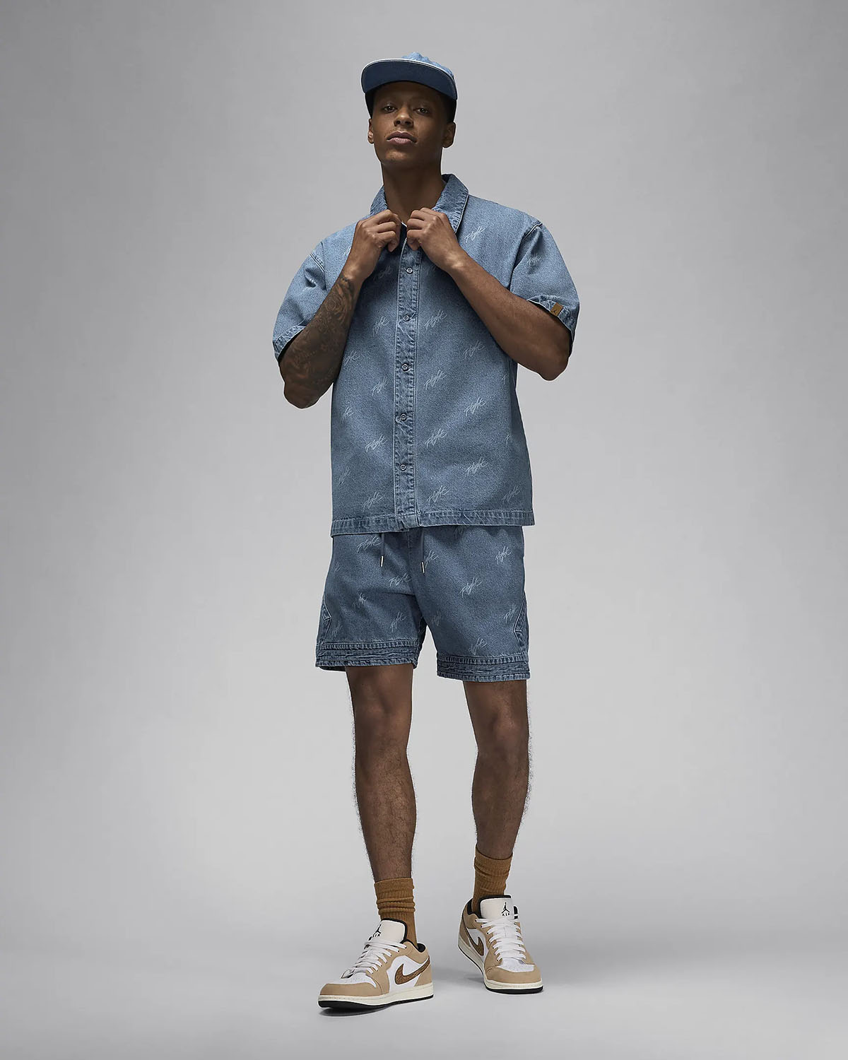 Air Jordan 1 Low Industrial Blue Denim Shirt Outfit