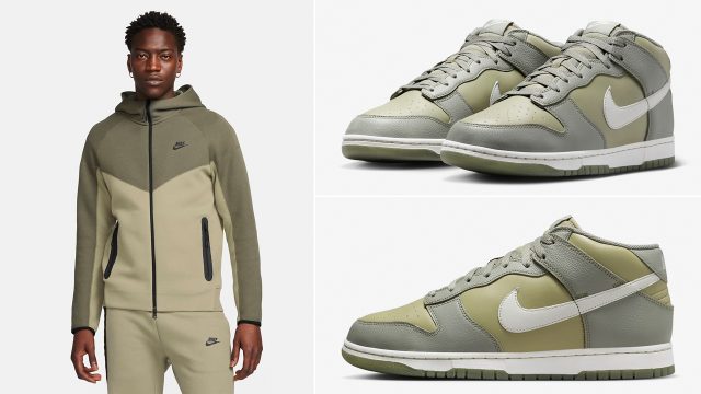 Nike Dunk Mid Dark Stucco Neutral Olive Outfits Shirts Announces Match 640x360