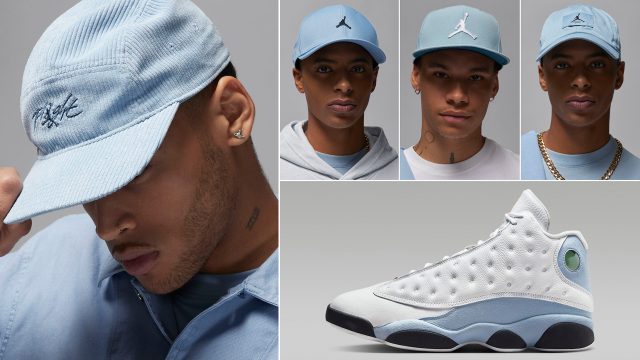 Air-Jordan-13-Blue-Grey-Matching-Hats