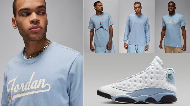 Air-Jordan-13-Blue-Grey-Matching-Shirts