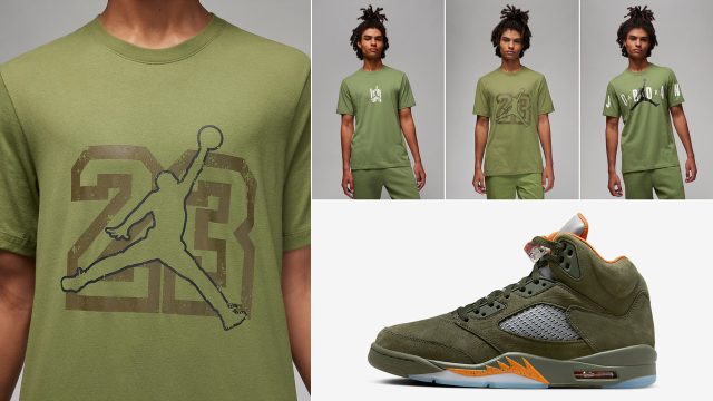 Air-Jordan-5-Olive-Matching-Shirts
