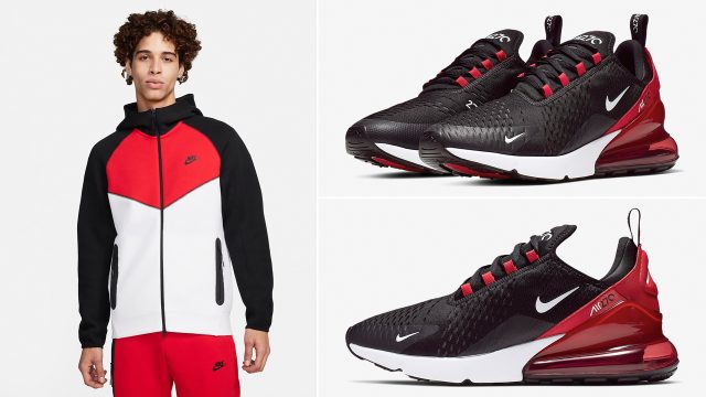 Nike Air Max 270 Black University Red White Tech Fleece Hoodie Outfit 640x360
