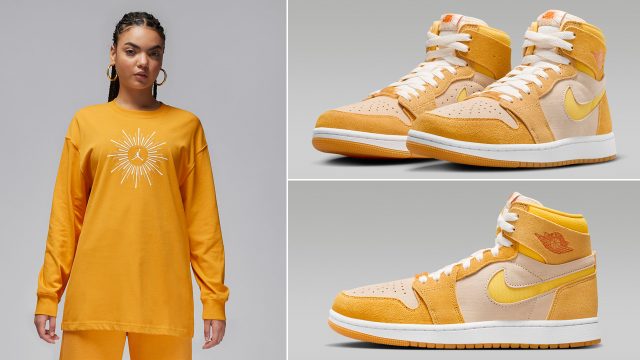 Air-Jordan-1-Zoom-CMFT-2-Yellow-Ochre-Pale-Vanilla-Safety-Orange-Shirt-Outfit