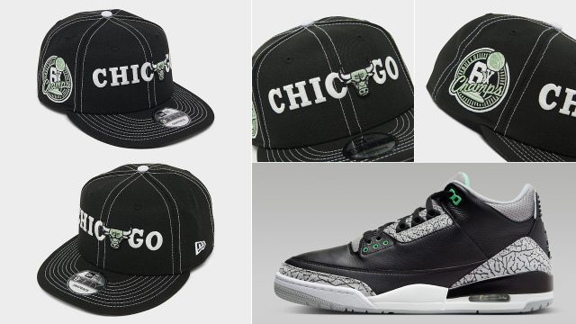 Air-Jordan-3-Green-Glow-New-Era-Bulls-Snapback-Hat