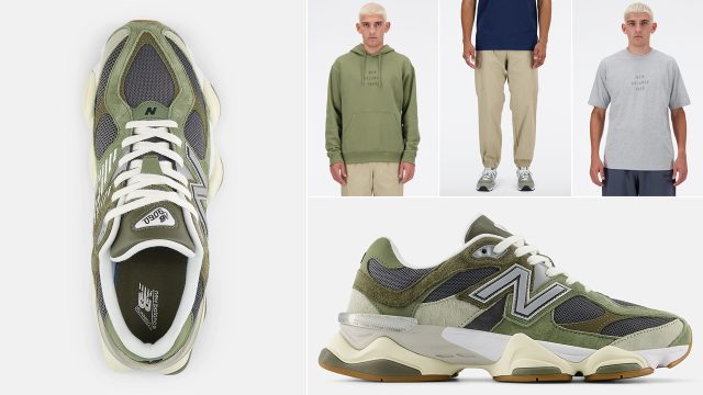 New-Balance-9060-Olive-Green-Outfits-Shirts-Hats-Clothing