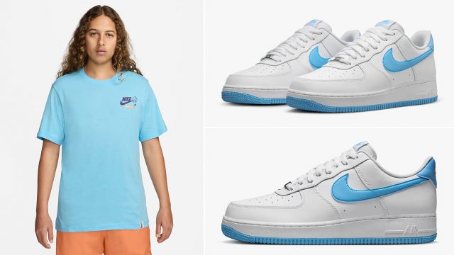 Nike Air Force 1 Low White Aquarius Blue Shirt Outfit 640x360