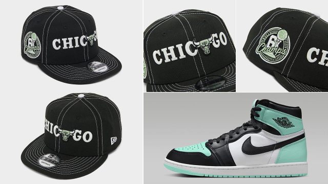 Air con Jordan 1 High OG Green Glow Chicago Bulls New Era Hat