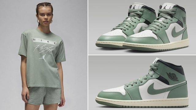 Air Jordan 1 Mid Jade Smoke Womens Shirt Outfit