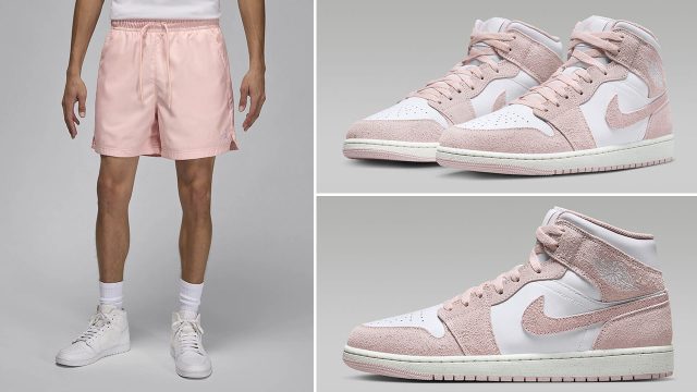 Air Jordan 1 Mid Legend Pink Shorts Outfit