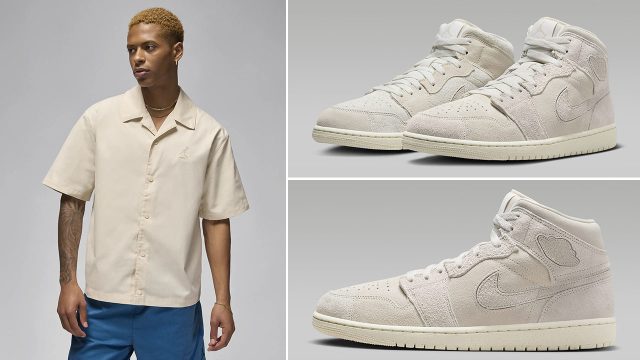 Air Jubilee jordan 1 Mid SE Craft Pale Ivory Shirt Outfit