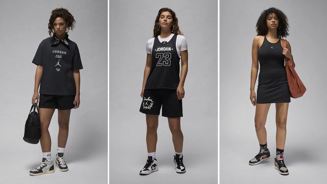 Jordan Womens Black White Clothing Shirts Sneakers bulbs