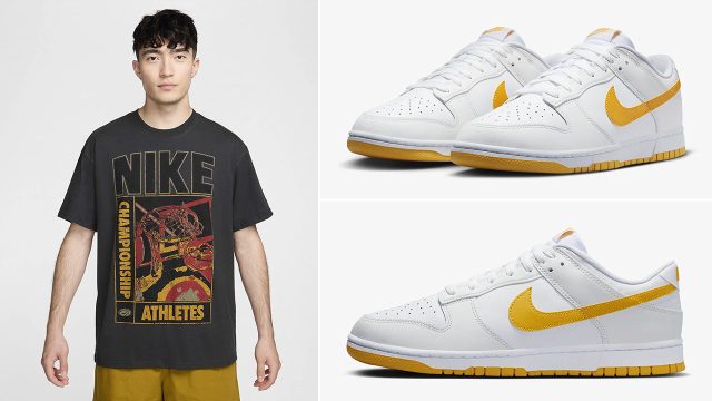 Nike Dunk Low White University Gold Shirt Outfit 640x360