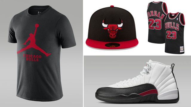 Air Jordan 12 Red Taxi Twist Chicago Bulls Outfits Hats Shirts Jerseys Clothing Chinese