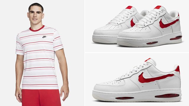 Nike Air Force 1 Low Evo White University Red Shirt Outfit