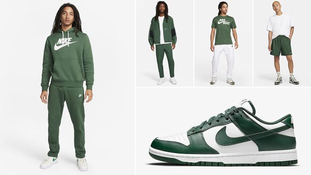 Nike Dunk Low Varsity Green Michigan State Outfits Shirts Hats Utility