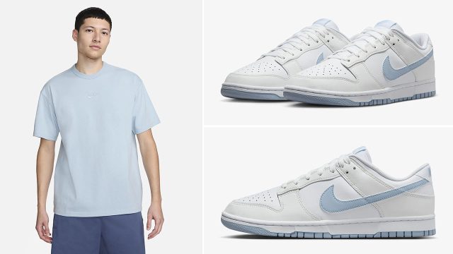Nike Dunk Low White Light Armory Blue Shirt Outfit 640x360
