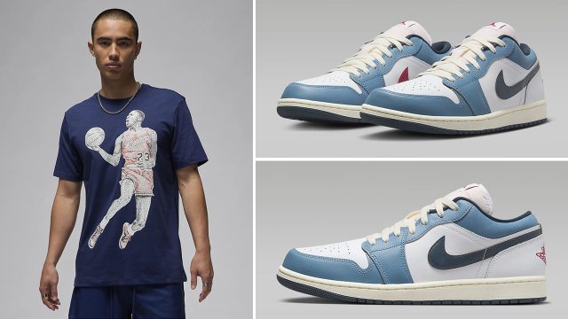 Air Jordan 1 Low SE White Aegean Storm Armory Navy Shirts kyrie Outfits