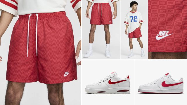 Nike Club Flow Lined Shorts University Red Sneaker Outfit Match
