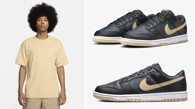 nike forces Dunk Low Black aAnthracite Sesame Shirt Match Outfit