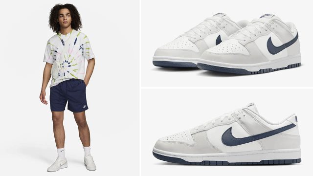 Nike Dunk Low White Midnight Navy Shirts Clothing Outfits