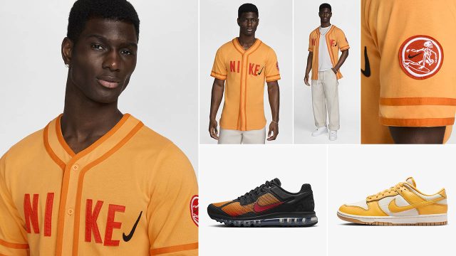 Nike Sportswear Surf Baseball Jersey Resin Gold Sneaker Outfit Match