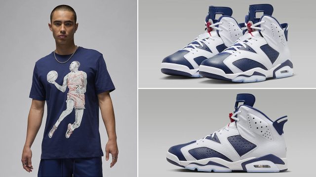 Air-Jordan-6-Olympic-2024-Graphic-T-Shirt-Outfit