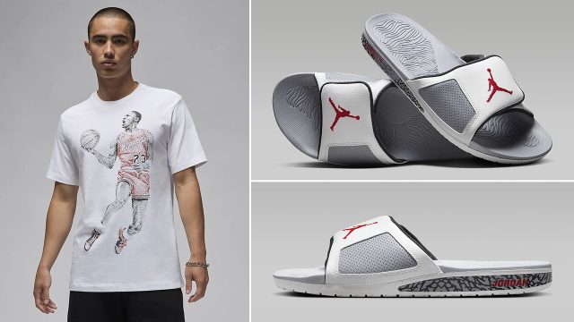 Jordan Hydro 3 Slides White Cement Shirt Clothing Outfits