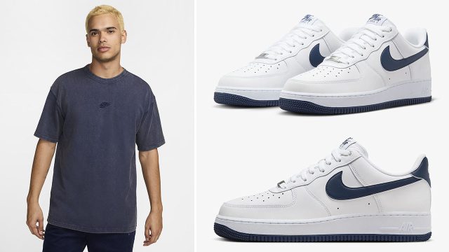 Nike Air Force 1 Low White Midnight Navy Shirt Outfits