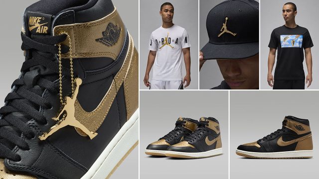 Air Jordan 1 High OG Metallic Gold Outfits Shirts Hats Clothing