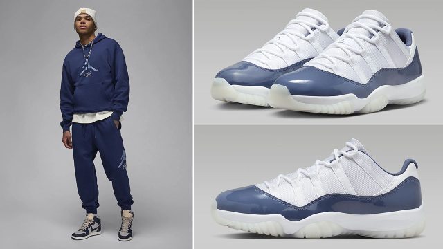 Air Jordan 11 Low Diffused Blue Hoodie Pants Outfit