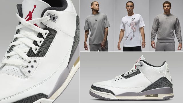 Air Jordan 3 Cement Grey Outfits Shirts Hats Clothing