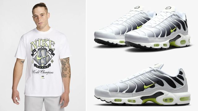 Nike Air Max Plus White Black Volt Sneaker Shirt Outfit 640x360