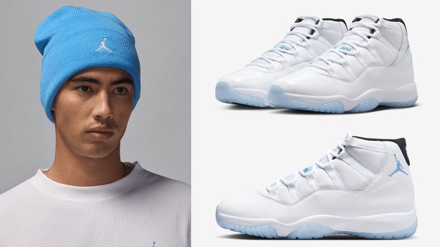 Air Jordan 11 Legend Blue Columbia 2024 Beanie to Match Sneakers