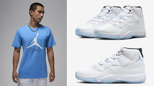 Air Jordan 11 Legend Blue Columbia 2024 Jumpman T Shirt to Match Sneakers