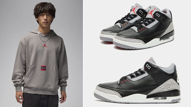 Air Jordan 3 Black Cement 2024 Hoodie to Match Sneakers