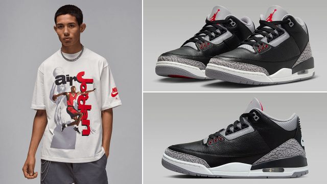 Air Jordan 3 Black Cement 2024 T Shirt Outfit