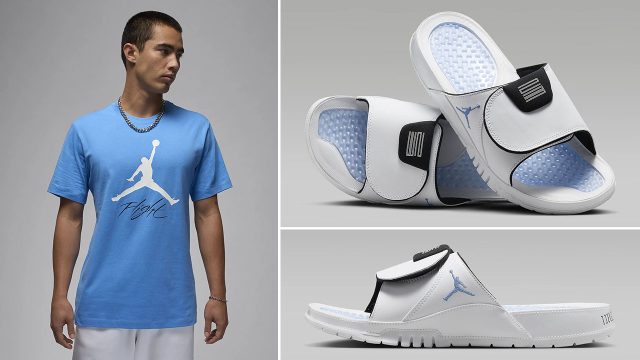 Jordan Hydro 11 Slides Legend Blue Shirt and Outfits to Match