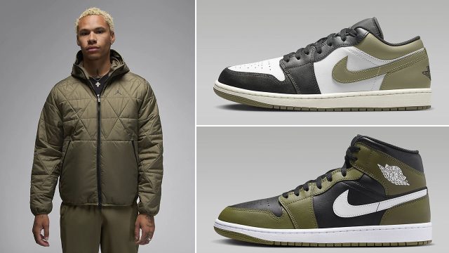 Air Jordan 1 Medium Olive Jacket Outfit