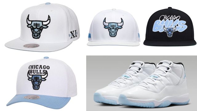 Air Jordan 11 Legend Blue Bulls Hats to Match Sneakers