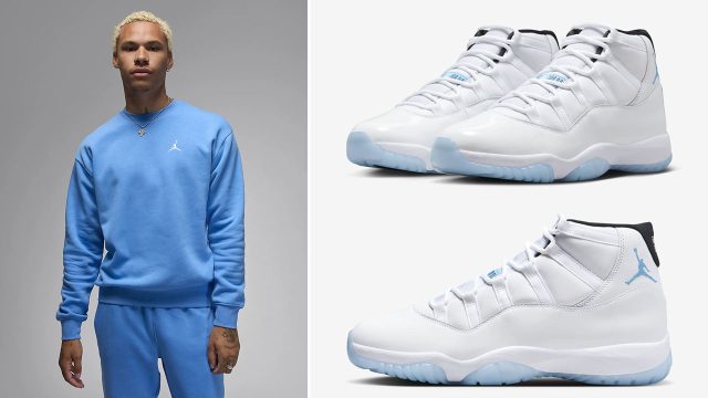 Air Jordan 11 Legend Blue Brooklyn Fleece Sweatshirt Outfit