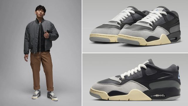 Air Jordan 4 RM Iron Grey Off Noir Chambray Sneakers and Outfits