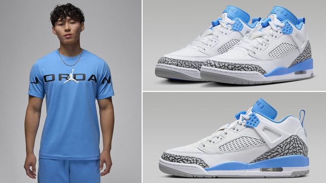 Jordan Spizike Low White University Blue Shoes Shirt Outfits