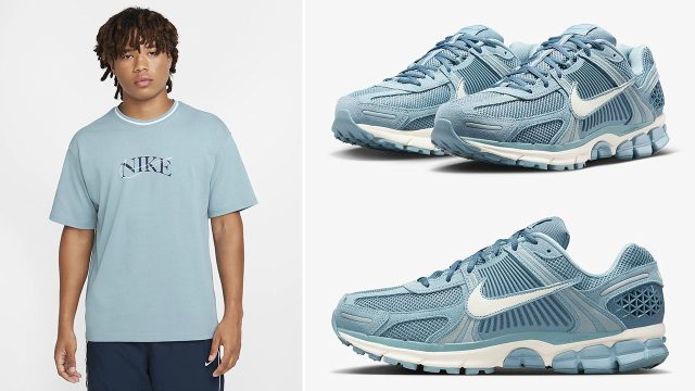 Nike Zoom Vomero 5 Denim Turquoise Shoes and Shirt Outfit