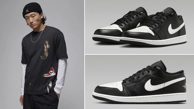 Air Jordan 1 Low Black Summit White Shirt